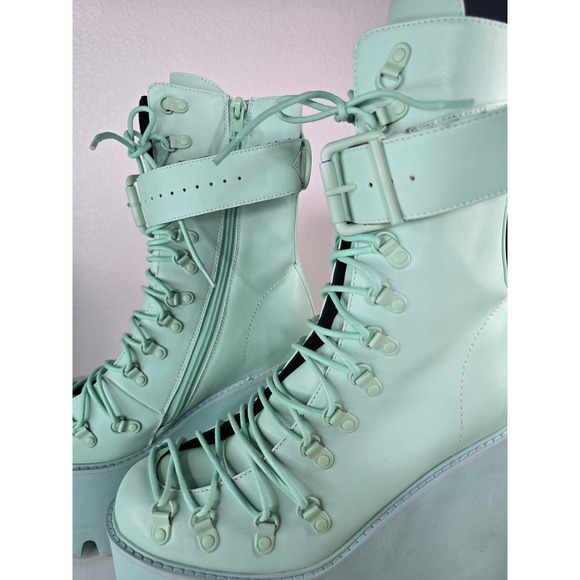 Sugar Thrillz Kawaii Traitor Platform Boots Dolls Kill Pastel Mint Green Size 11 - Picture 4 of 11